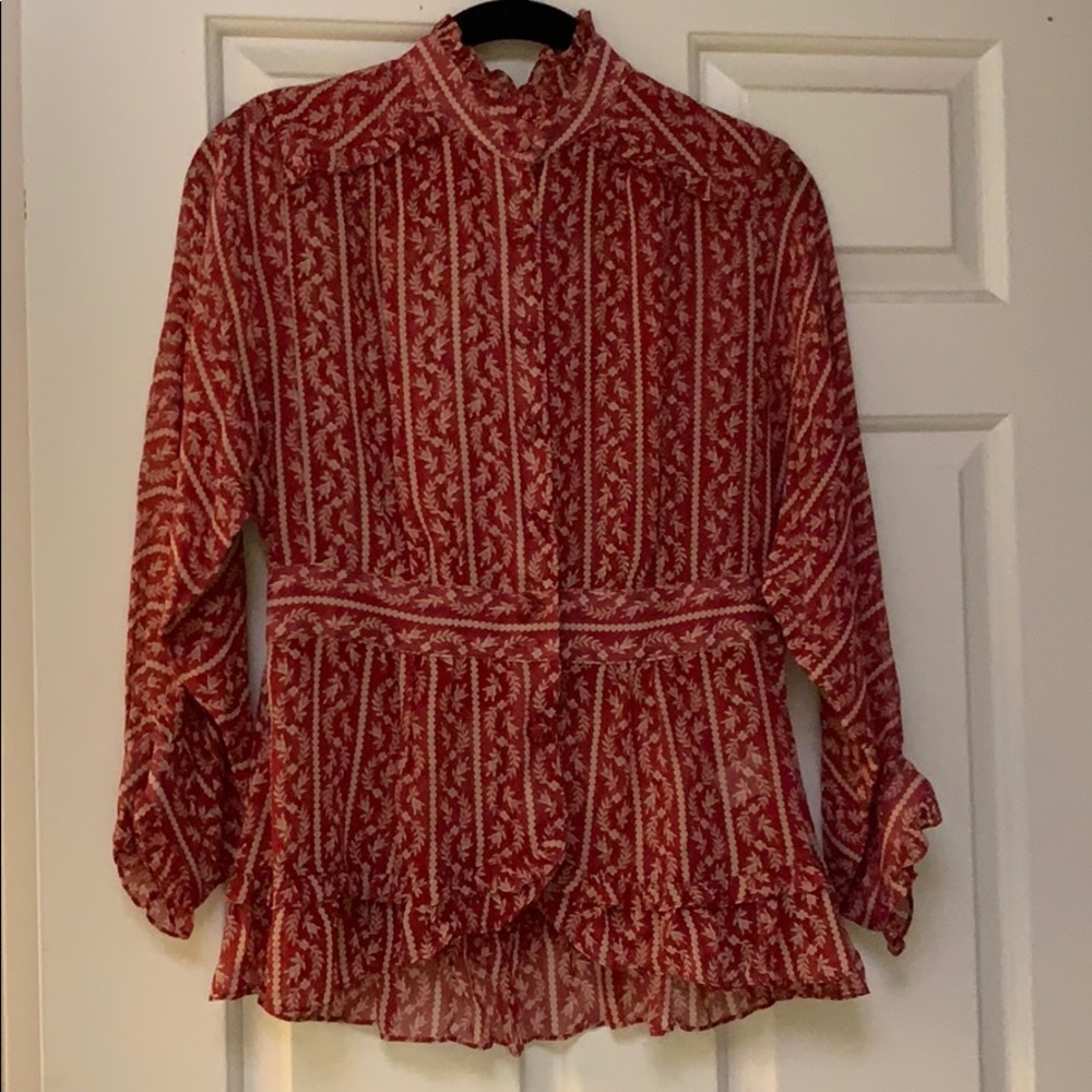 Nanette Lepore Blouse (6) w/ hem/cuff/neck detail